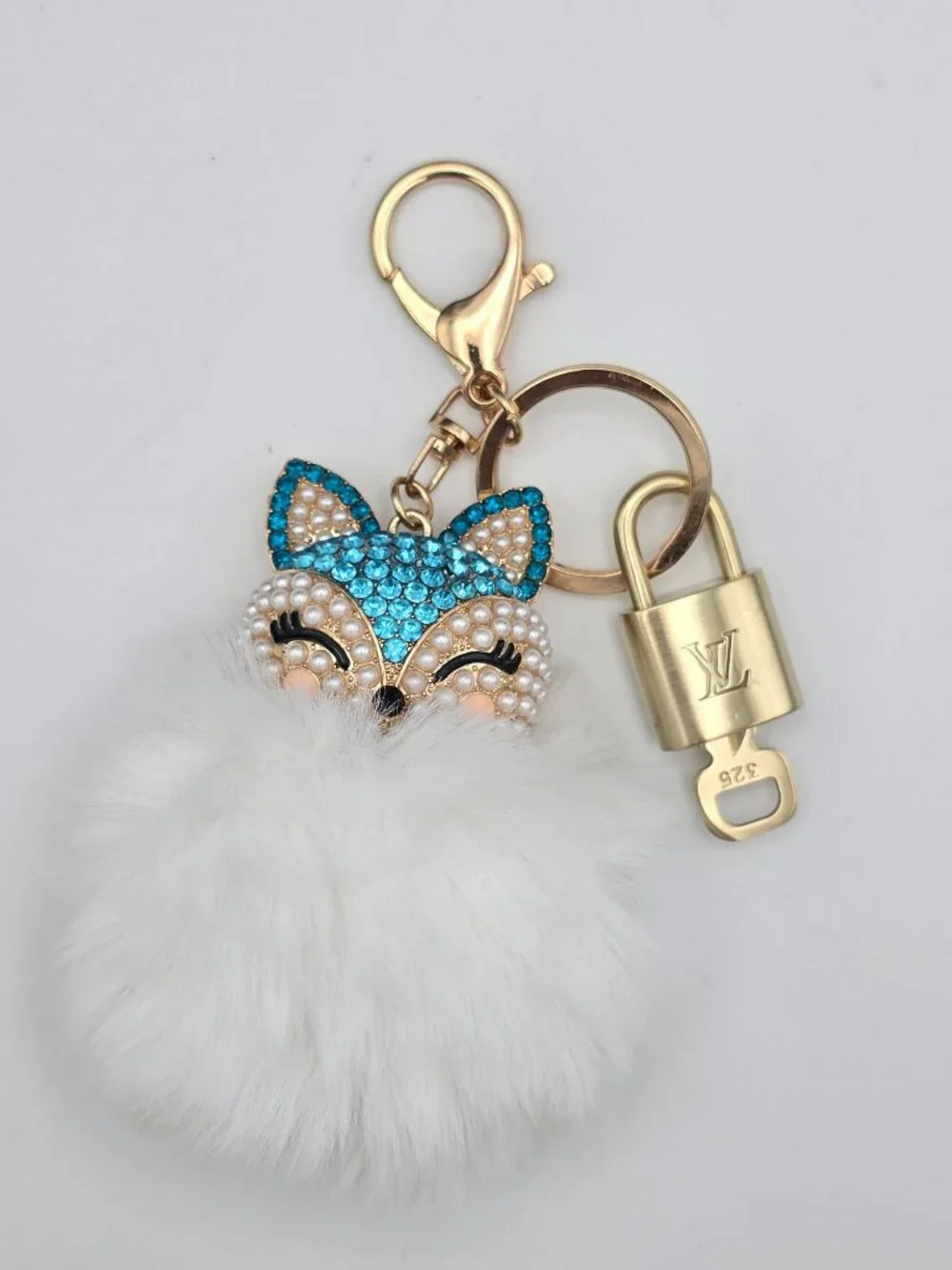 Louis Vuitton Gold Lock 🔒 Authentic LV Key + Unbranded Fox Pom-pom Bag Charm